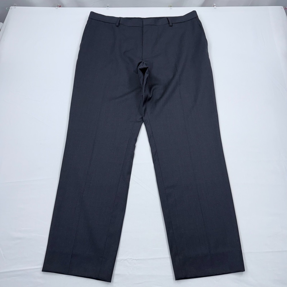Hugo Boss Dress Pants 36x30‎ Mens 46R Charcoal Grey 100% Virgin Wool Flat Front